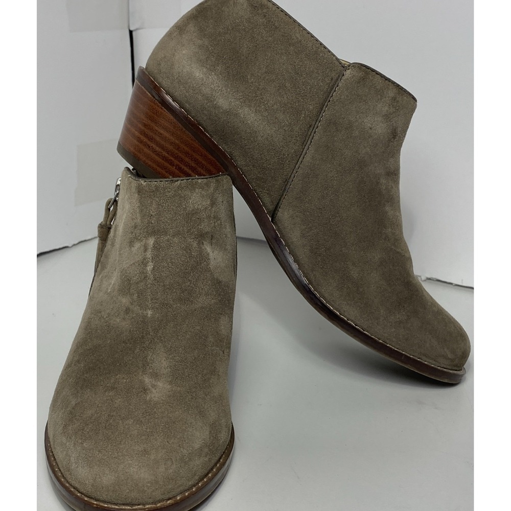 Vionic Serena Brown Suede Tassel Block Heel Ankle Boots Orthotic Size 6